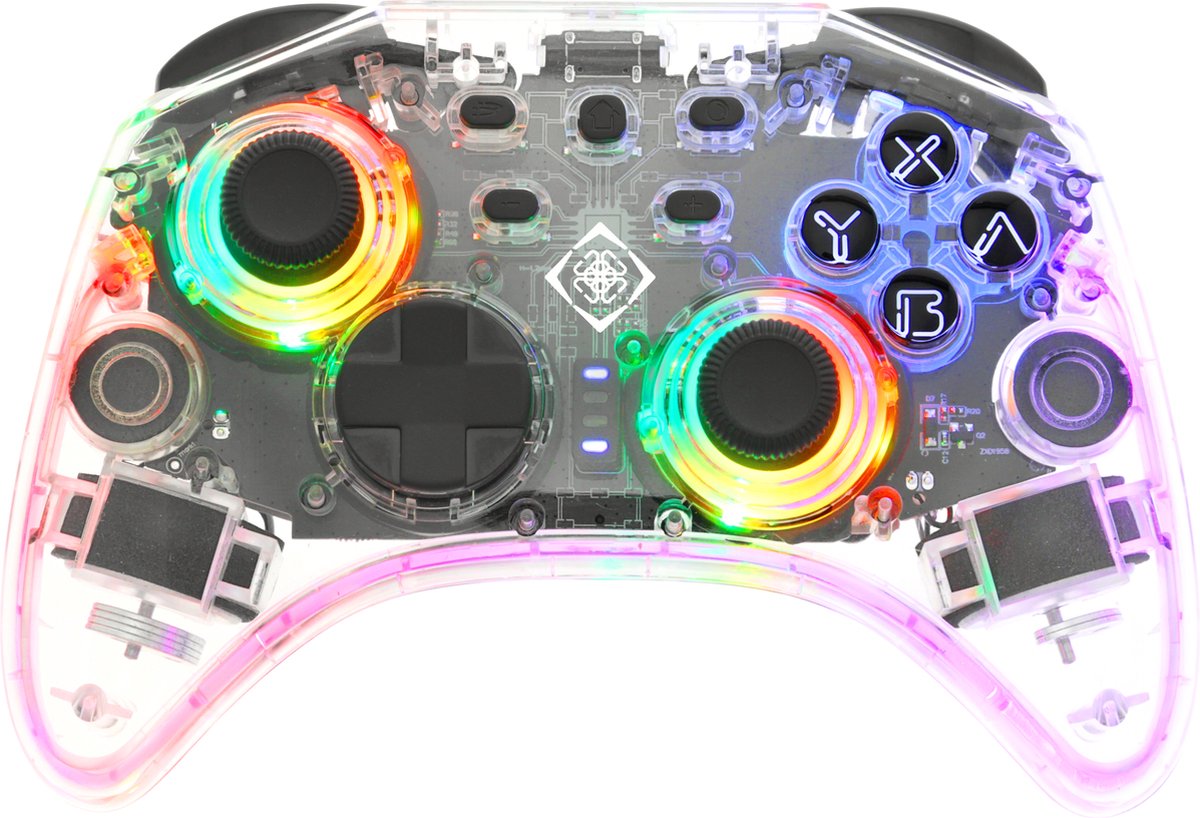 Deltaco - Draadloze Pro Controller - RGB verlichting - Nintendo Switch/PC/Android/iOS - Transparant