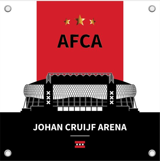 Ajax Tuinposter - Johan Cruijff Arena - Voetbal - Tuinposter - Poster - Tuindecoratie - 100x100cm - Voorzien Van Ophangogen