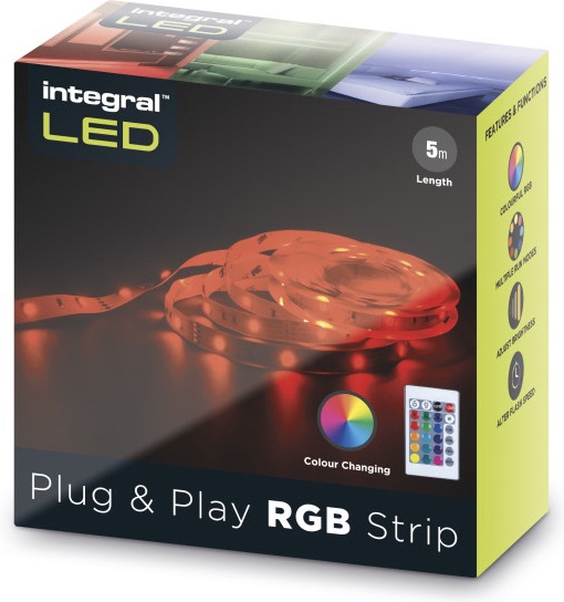 OP=OP Integral Plug&Play RGB LEDstrip IP20 5meter 4.5W/M 30LED/M 10mm | RGBW | 22.5 watt | 20.000 Branduren