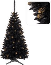 Zwart kunstkerstboom, Ghanese spar, PVC, goud, 120 cm