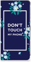 Telefoontasje Geschikt voor Nokia XR21 Smartphone Hoesje Flowers Blue Don't Touch My Phone