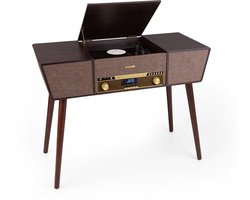 Auna Belle Epoque 1912 retro-Platenspeler - CD - BT - USB - DAB+/Ukw - Bruin - voor Vinyl - Bluetooth - Afstandsbediening - Turntable Vinyl Speler Draaitafel