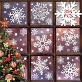 Raamstickers kerst, 336 stuks, herbruikbaar, reuzegrote sneeuwvlokken, statische stickers voor op je kerstraam, vensterdecoratie