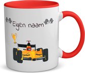Akyol - formule 1 met eigen naam - koffiemok - theemok - rood - Sport - formule 1 fans - liefhebber - cadeau - verjaardag - geschenk - gepersonaliseerde mok - jongens en meisjes - 350 ML inhoud
