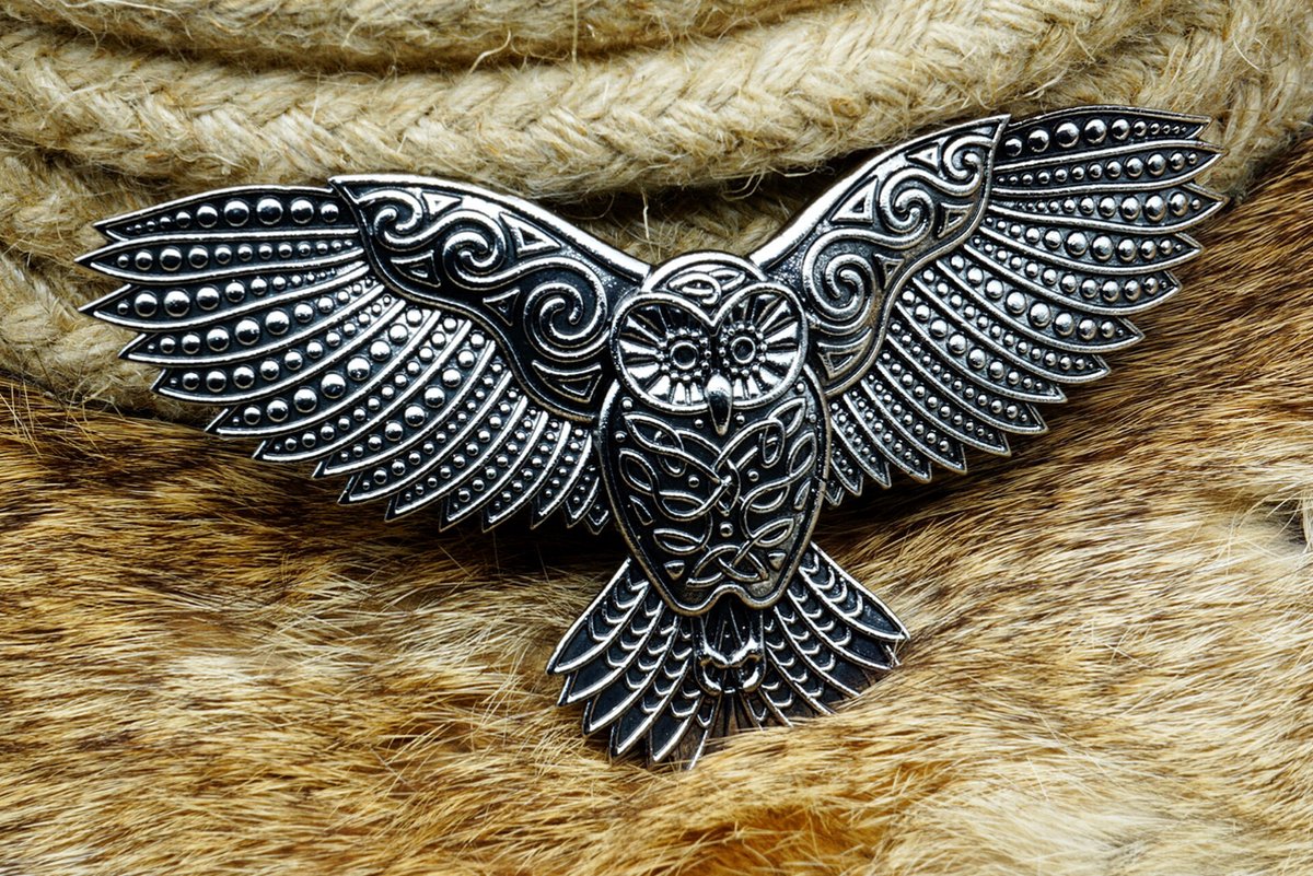[Two Ravens] Uil Haarclip - Vogel Haarpin - Dieren Haarklem - Viking Sieraden - Asatru - Zilverkleurige Haar Accessoires - Haarmode - Haarsieraad