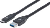 Manhattan USB-kabel USB 3.2 Gen1 (USB 3.0 / USB 3.1 Gen1) USB-A stekker, USB-C stekker 3.00 m Zwart 354981