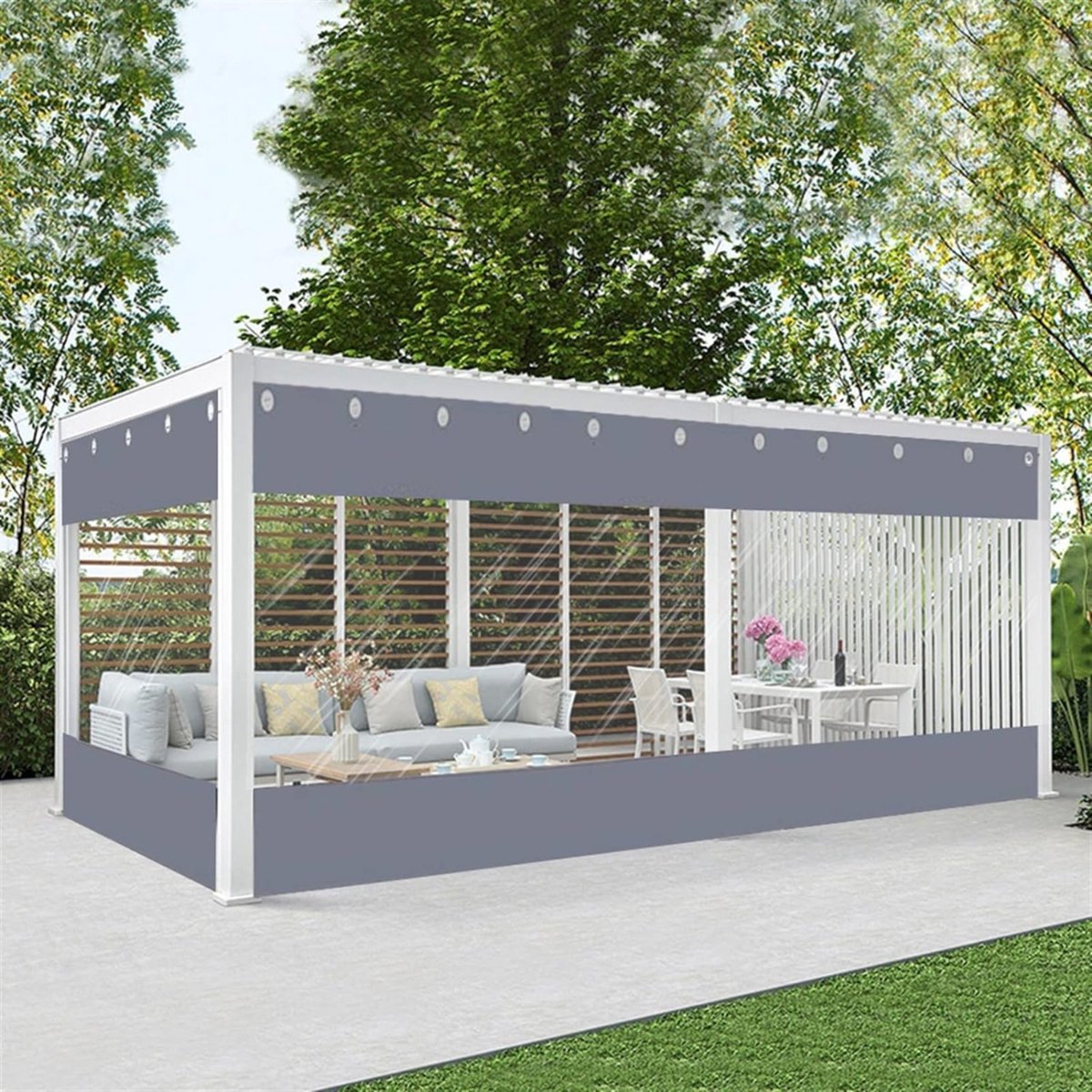 Transparant Zeil Waterdicht Buitengordijnen met Rits Deur Transparante Pergola-zijwand Zeildoekhoes voor Planten, Kas, Aanpasbaar (Color : Black, Size : 3x2.5m/9.8x8.2ft