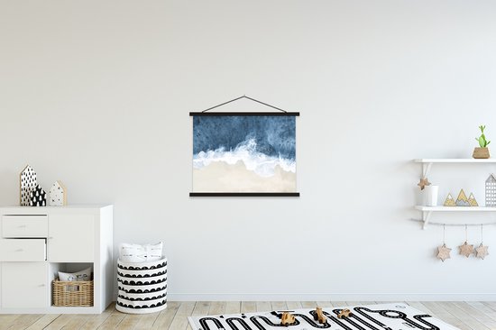 Posterhanger incl. Poster 60x45 cm - Schoolplaat - Strand - Zee - Water - Natuur - Textielposter - Zwarte latten