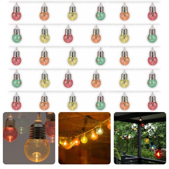Cheqo® Éclairage de fête sans fil - Boules LED multicolores - 4,50 mètres - Fonctionne sur batterie - 30 lumières - Guirlande de fête - Éclairage d'ambiance - Multicolore - Cordon lumineux - Pour l'intérieur
