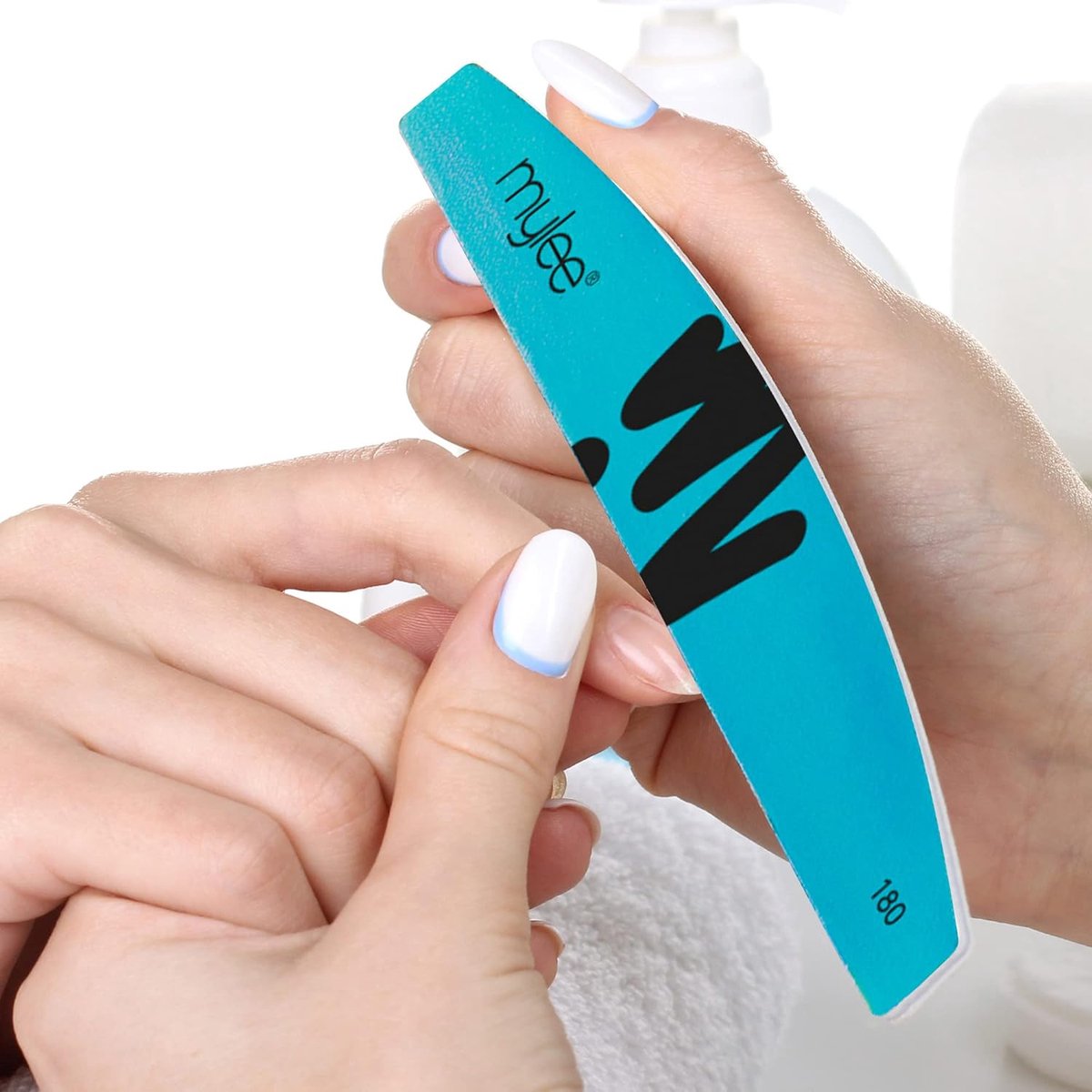Goedkoopste 3 Pack Dubbelzijdige Half Moon Nagelvijl 100/180 Grit - Salon Kwaliteit Nagels, Professionele Manicure Tool - Gebruik op Natuurlijke Nagels of Extensions