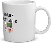 Akyol - worlds best teacher koffiemok - theemok - Docent - cadeau docent - cadeau koffiemok - juf bedankt cadeau - meester bedankt cadeau - leerkracht bedankt cadeau - cadeau mok - 350 ML inhoud