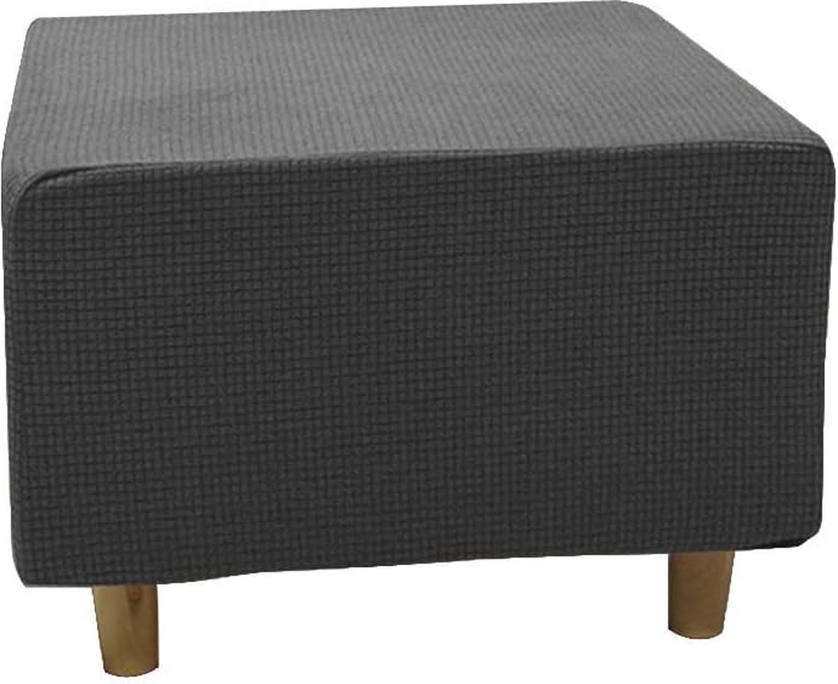 Ottomaanse Beschermhoes Krukhoes, Krukhoes voor Vierkante Voetenbank, Stretchhoes Ottomaan Beschermhoes Krukbeschermer Wasbare Krukhoes (S, Jacquard Grijs)