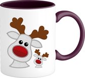 Reindeer Buddies - Bad Christmas Sweater Cadeau de Noël - Femmes / Hommes / Vêtements unisexes - Tenue de Noël drôle - Look tricot - Mug - Violet foncé