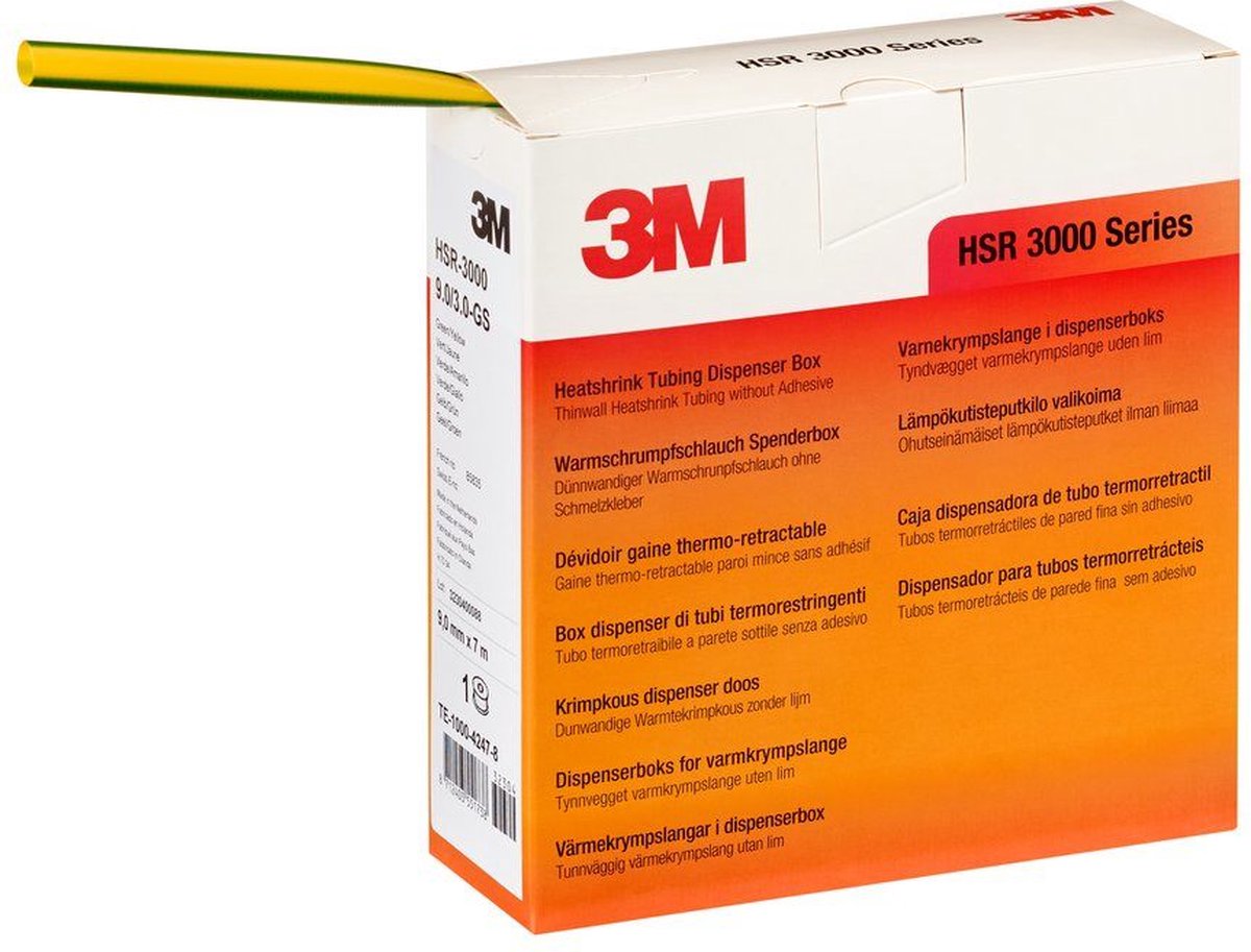 3M™ krimpkous op rol 6-2 mm geel-groen 10 meter 7000099176 verpakt per 3 stuks