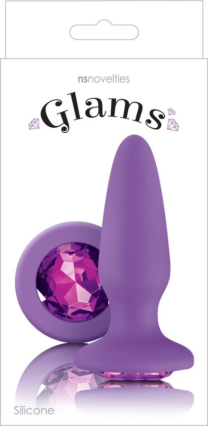Bouchon violet 'Glams' avec grande gemme violette à la base. Silicone.