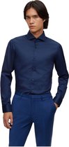 HUGO Kason slim fit overhemd - twill - blauw - Strijkvriendelijk - Boordmaat: 41
