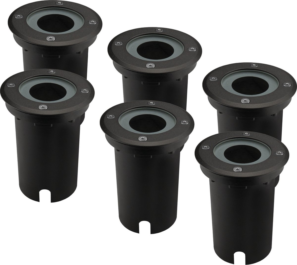 Ledvion Set van 6 LED Grondspot Buiten IP67 3W 230V GU10 rond zwart