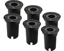 Ledvion Set van 6 LED Grondspot Buiten IP67 3W 230V GU10 rond zwart