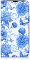 Smart Cover voor Geschikt voor iPhone 13 Flowers Blue