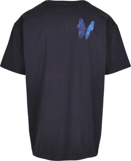 Mister Tee - Le Papillon Oversize Heren T-shirt - L - Blauw