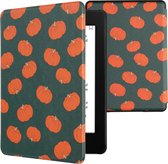 coque kwmobile compatible avec Amazon Kindle Paperwhite 11. Generation 2021 - Fermeture magnétique - Couverture pour liseuse en orange / vert / vert clair - Design citrouille