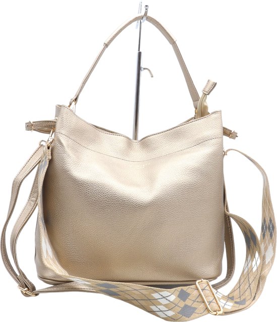 Flora & Co - Bag in bag/tas in tas - handtas/crossbody - fashion riem - goudkleurig