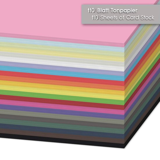 Tritart gekleurd papier A5 120 g/m² - 110 vellen A5 papier - Volledig gekleurd tekenpapier om te knutselen - Karton in 22 kleuren - Knutselkarton - Tritart