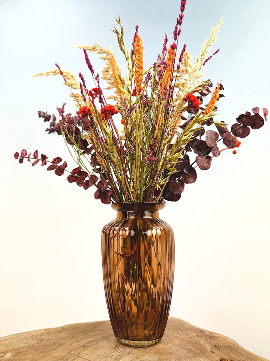 Droogboeket "Warm Heart" - inclusief stijlvolle vaas | 50 cm | Prachtige kleurrijke verschijning | Past perfect in ieder interieur — cadeau in Wonen & Interieur - foto 5