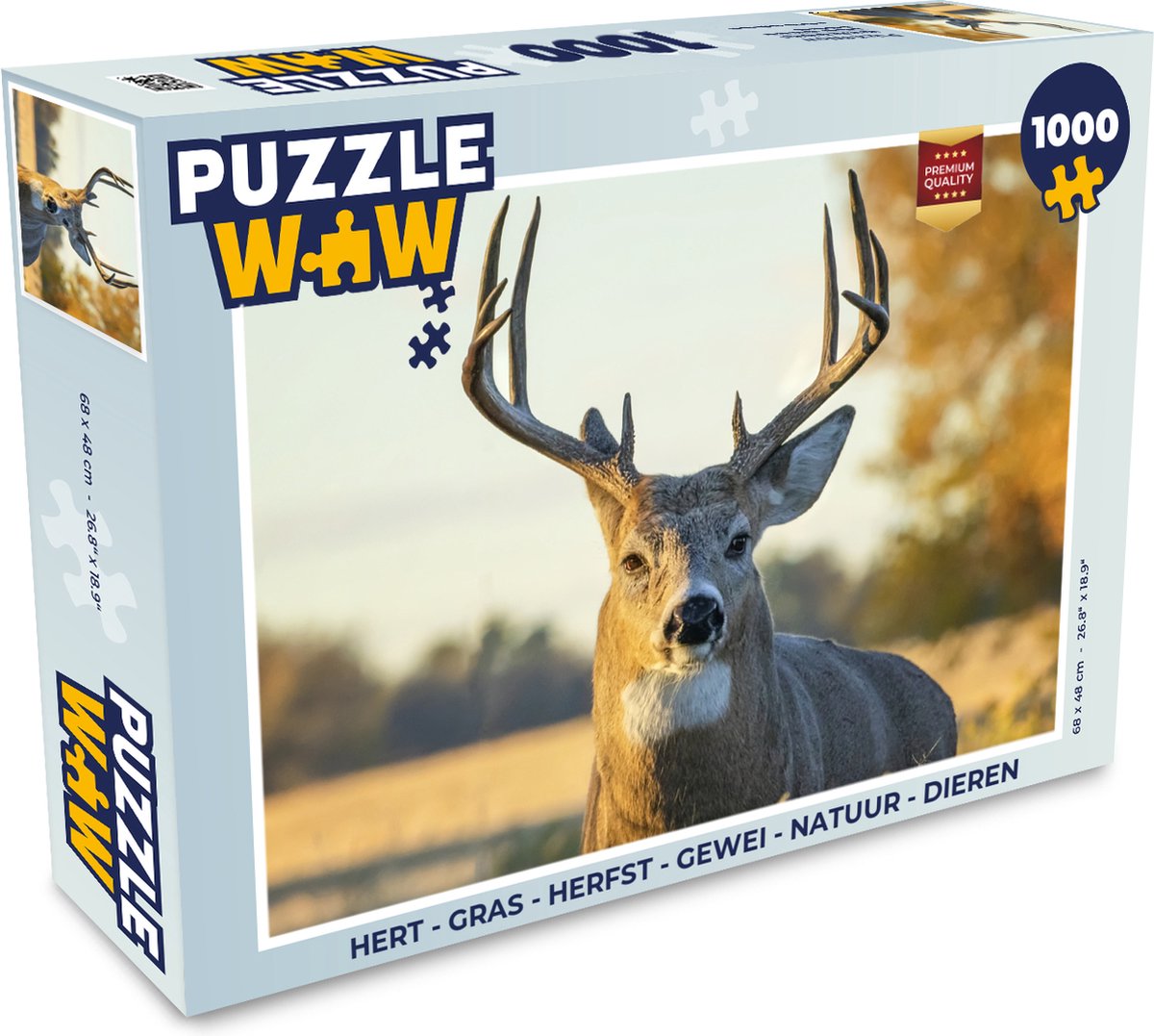 Puzzel Hert - Gras - Herfst - Gewei - Natuur - Dieren - Legpuzzel - Puzzel 1000 stukjes volwassenen