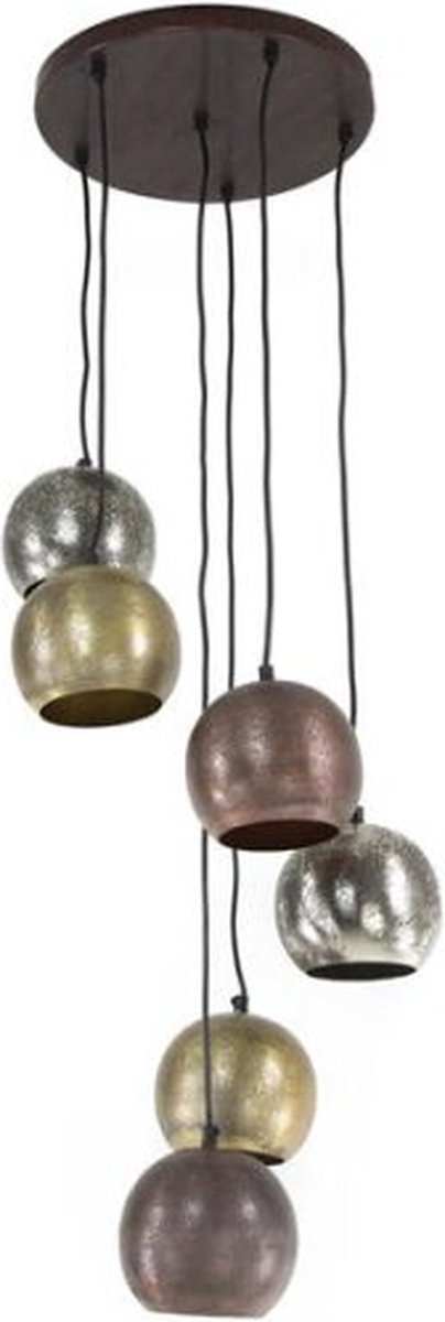 Hanglamp Maria getrapt metal 6 lampen - mix color