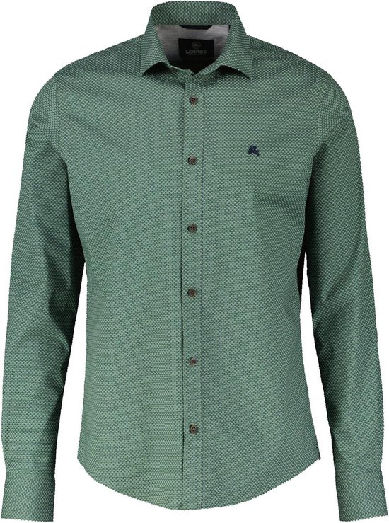 Lerros Overhemd Poplin Overhemd Met Haaienkraag 23d1372 612 Sage Green Mannen Maat - M