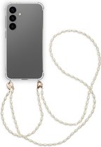 iMoshion Hoesje Geschikt voor Samsung Galaxy S24 Hoesje Met Koord - iMoshion Backcover met koord + armband - Parels - transparant