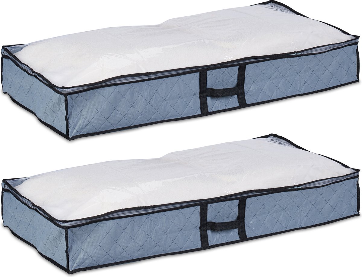 Opberghoes dekbed - set van 2 14 x 100 x 50 cm - voor kleding - onder bed