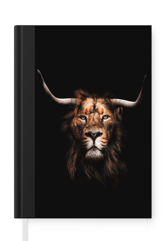 Carnet - Carnet d'écriture - Lion - Zwart - Fourrure - Carnet - Format A5 - Bloc-notes