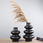 Vase black matt, vase decoration for Pampas grass, ceramic vase, Office&Home decoration for fresh flowers, dry flowers, bouquet, 2pcs