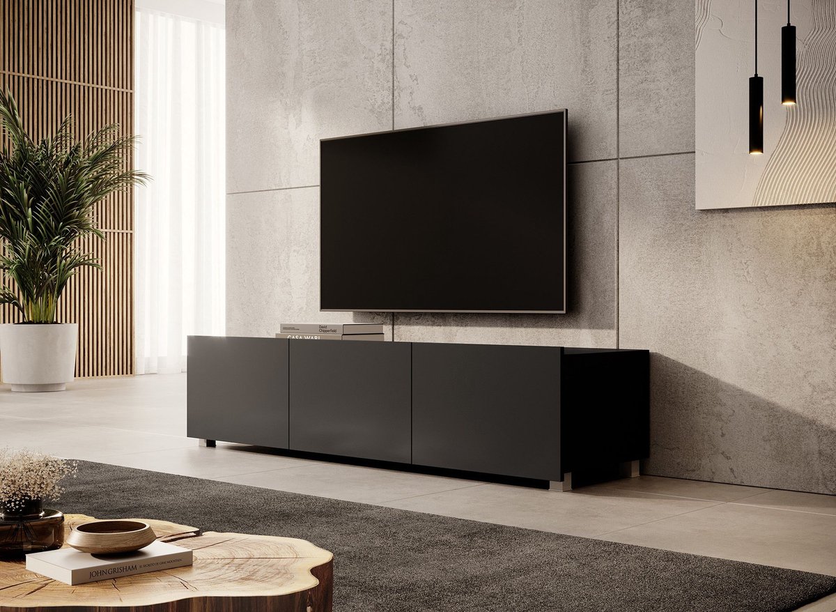 MEUBELLA TV-Meubel Calabas - Mat Zwart - 150 cm