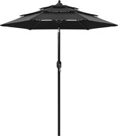 The Living Store Parasol 200x228 cm - UV-beschermend polyester - Inklapbaar - Zwart