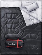 Schlafsack Outdoor Zomer: Dubbele slaapzak met 2 kussens en draagtas, Waterdicht Lichtgewicht 2-persoons volwassenen slaapzakken voor kamperen, backpacken, wandelen.