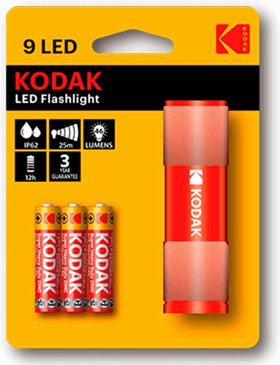 KODAK | 9 LED Zaklamp | rood | incl batterijen