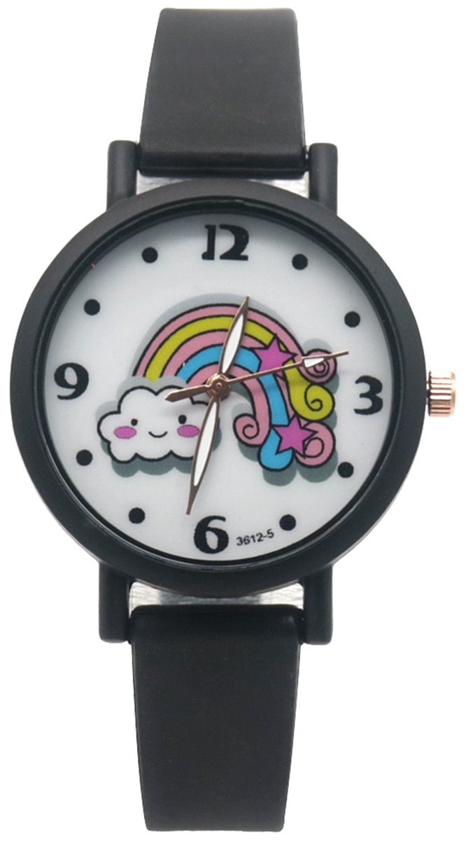 Horloge voor Kinderen - Regenboog - Kast 34 mm - Zwart