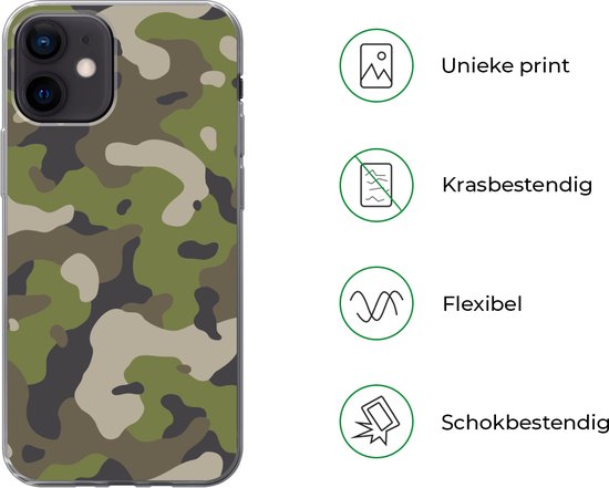 Coque iPhone 12 - Motif camouflage aux couleurs militaires - Siliconen