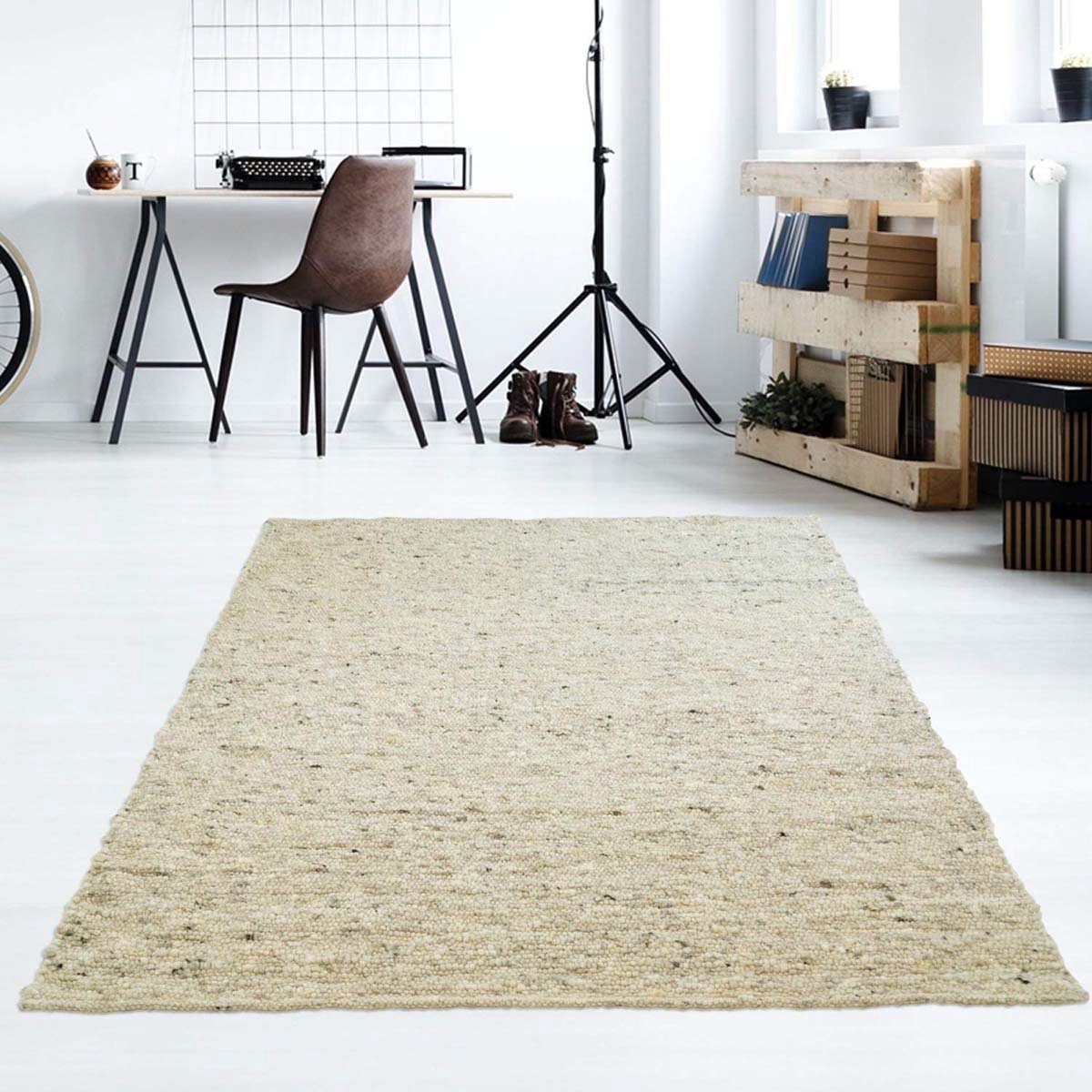 Tapeso Wollen vloerkleed - Veve beige/grijs 300x390