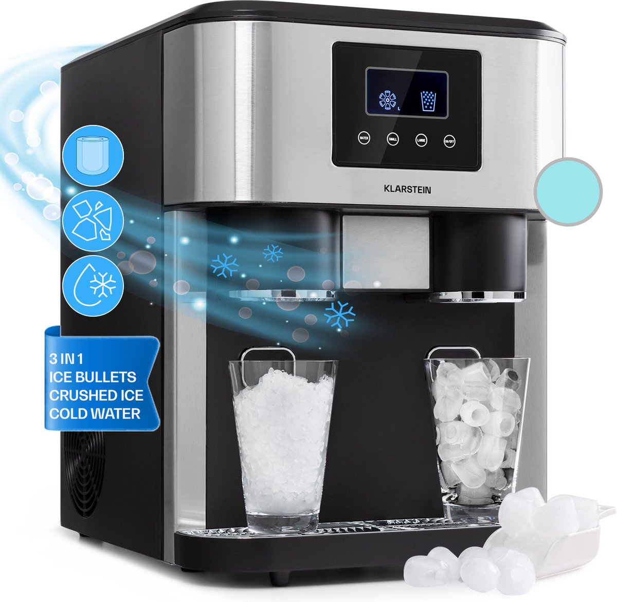 Klarstein Eiswürfelmaschine voor Zuhause Camping Gastro, Schnelle Mini