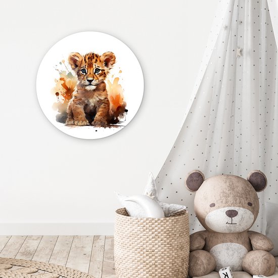 WallCircle - Cercle mural lion 60x60 cm - Cercle mural chambre d'enfant animaux - Décoration chambre fille moderne - Accessoires chambre garçon - Chambre enfant - Tableaux ronds chambre enfant - Décoration murale chambre garçon - Décoration murale