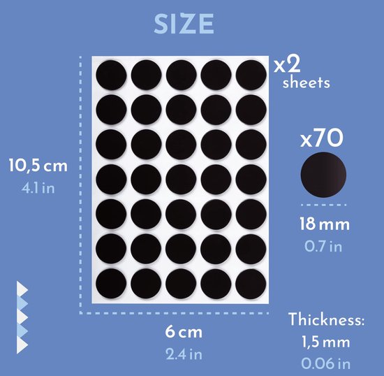 HaftPlus - 250 stuks magneetplaatjes zelfklevend, in verschillende maten, voor leraren, hobbyisten en creatievelingen