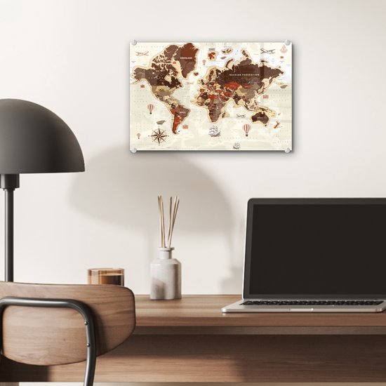 Vintage du monde vintage sur fond clair Plexiglas 30x20 cm - petit - Tirage photo sur Glas (décoration murale plexiglas)