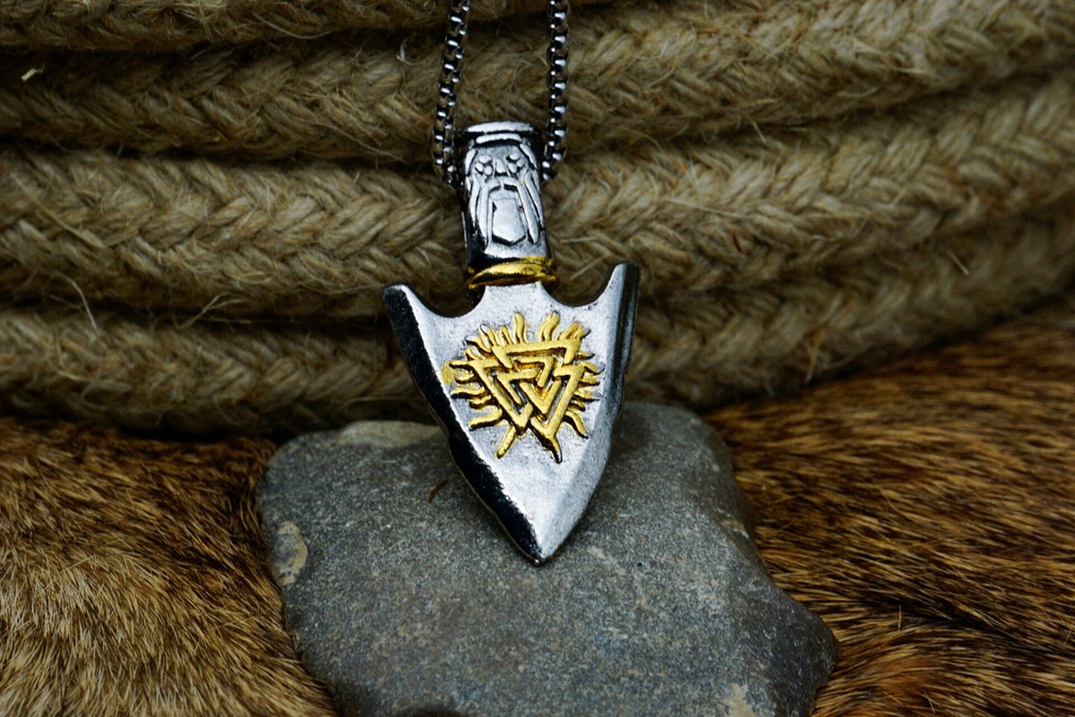 [Two Ravens] Viking Ketting - Speer van Odin Hanger - Vegvisir Hanger - Vikingkompas - Ketting met Noorse Symbolen - Gungnir Ketting - Valknut Ketting - Noorse Mythologie - Asatru - Pagan