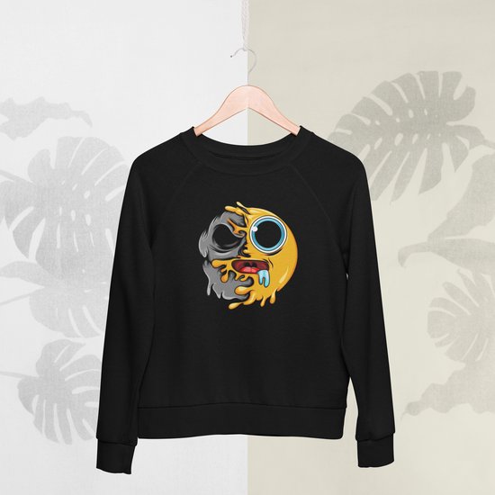 Feel Free - Halloween Sweater - Smiley: Kwijlend gezicht - Maat S - Kleur Zwart