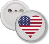 Button Met Speld - Hart Vlag Amerika