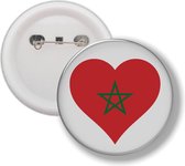 Button Met Speld - Hart Vlag Marokko